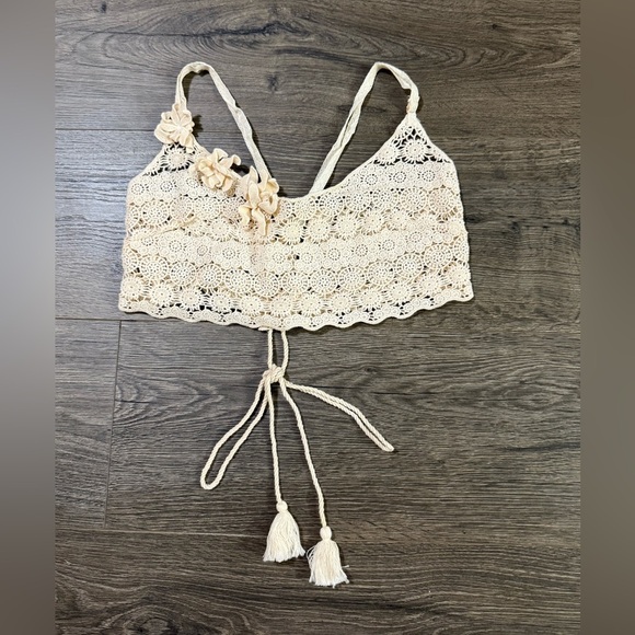 *NWOT* Free People Gypset Crochet Longline Bralette - Ivory - Picture 4 of 5